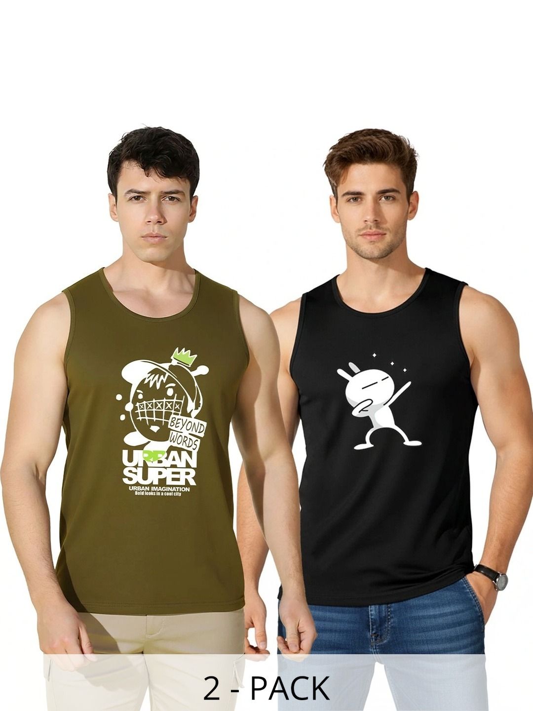 SLOWLORIS Pack of 2 Printed Cotton Tank-picture-30