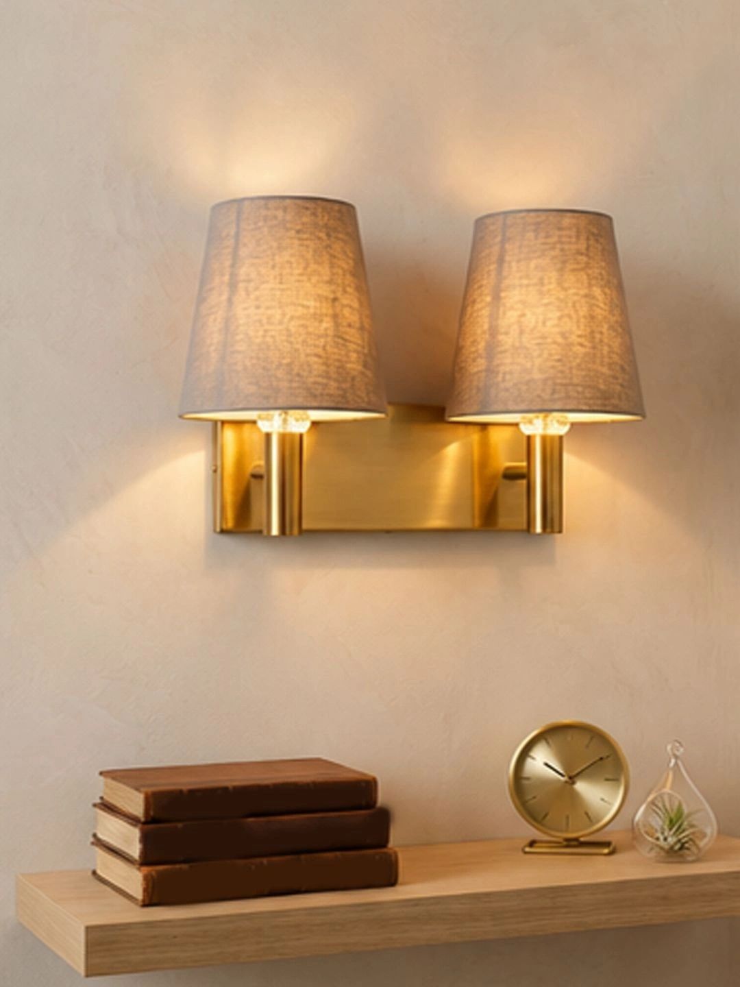 Myntra Elegant Homes Grey Textured Metal Contemporary Frustum Shaped Wall Lamp-picture-26