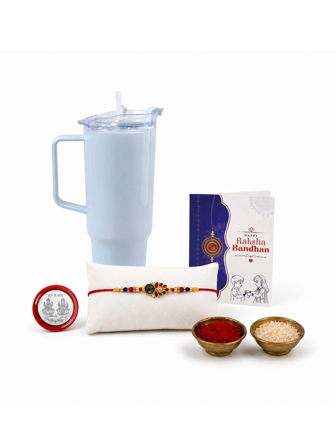 Myntra Elegant Homes Set of 6 Rakhi Gift Set With Silver Coin, Greeting Card & Roli Chawal-picture-27