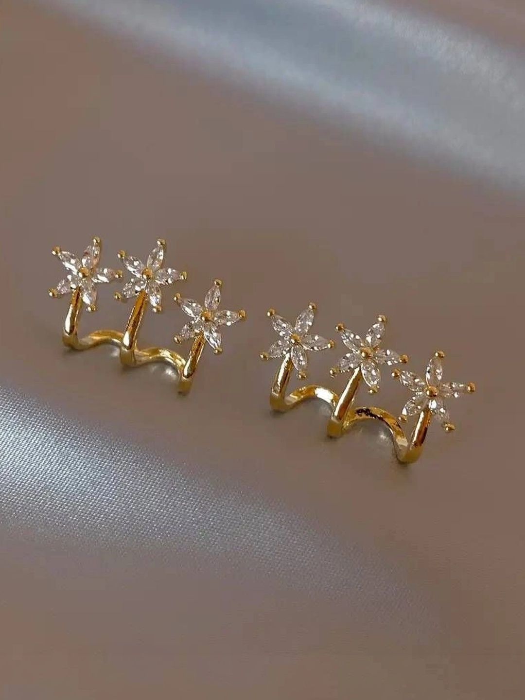 Celestria Floral Ear Cuff Earrings-picture-41