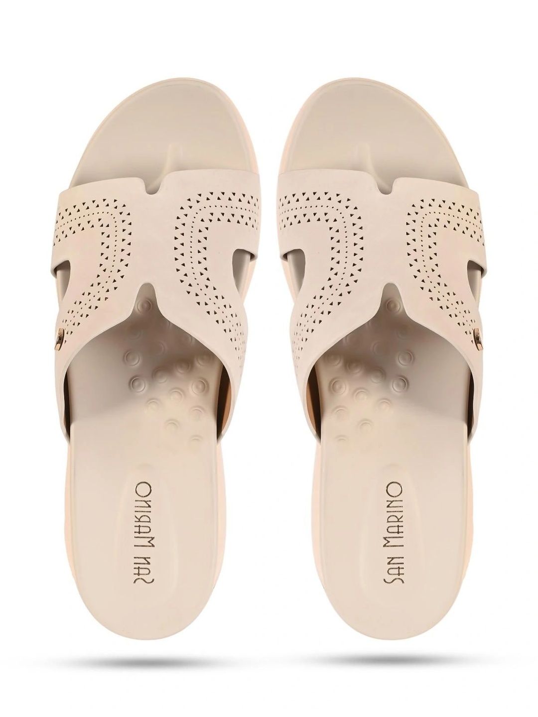 San Marino by Shoe Bank Women Textured Open Toe Flats with Laser Cuts-image-45