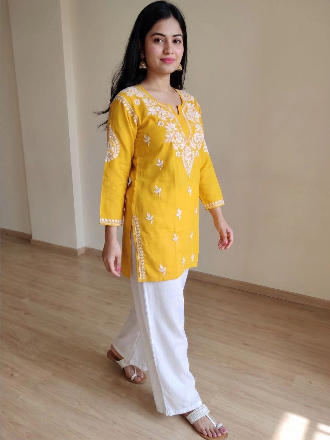 ZREMA Ethnic Motifs Embroidered Chikankari Handloom Chikankari Kurti-picture-27