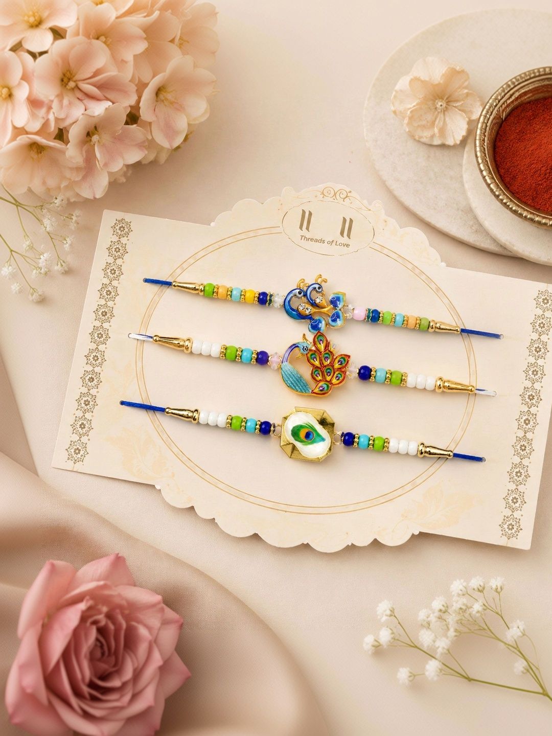 Myntra Elegant Homes Set Of 7 Rakhi Gift Set With Silver Coin, Greeting Card & Roli Chawal-picture-58
