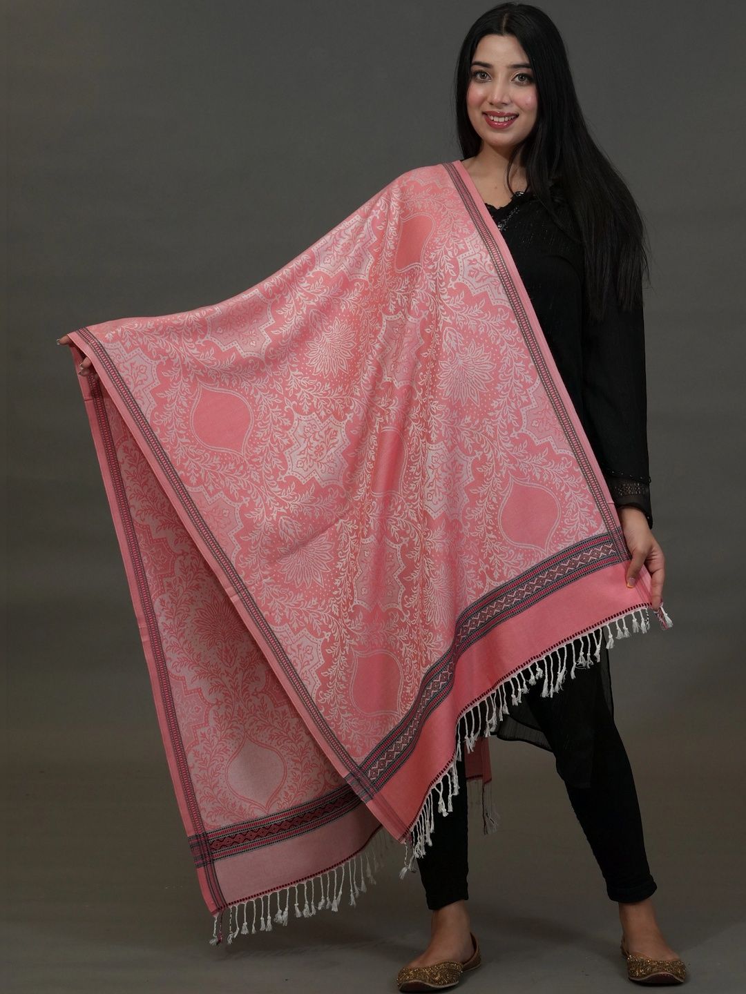 S.T. Women Ethnic Motifs Woven Design Acrylic Shawl-picture-31