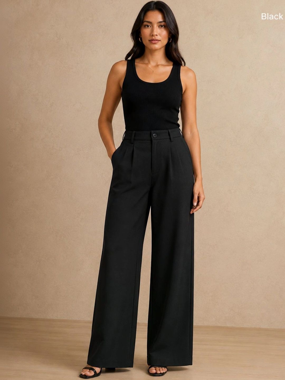 Kyber Women Relaxed Straight Leg High-Rise Easy Wash Pleated Trousers-picture-7