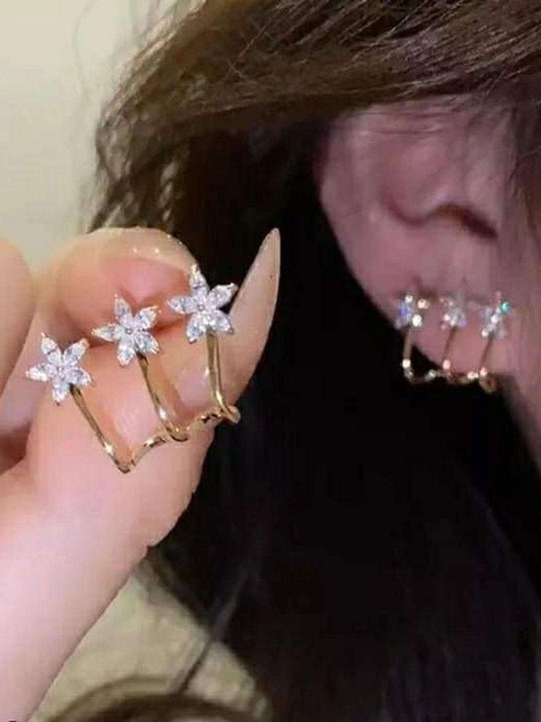 Celestria Floral Ear Cuff Earrings-picture-21