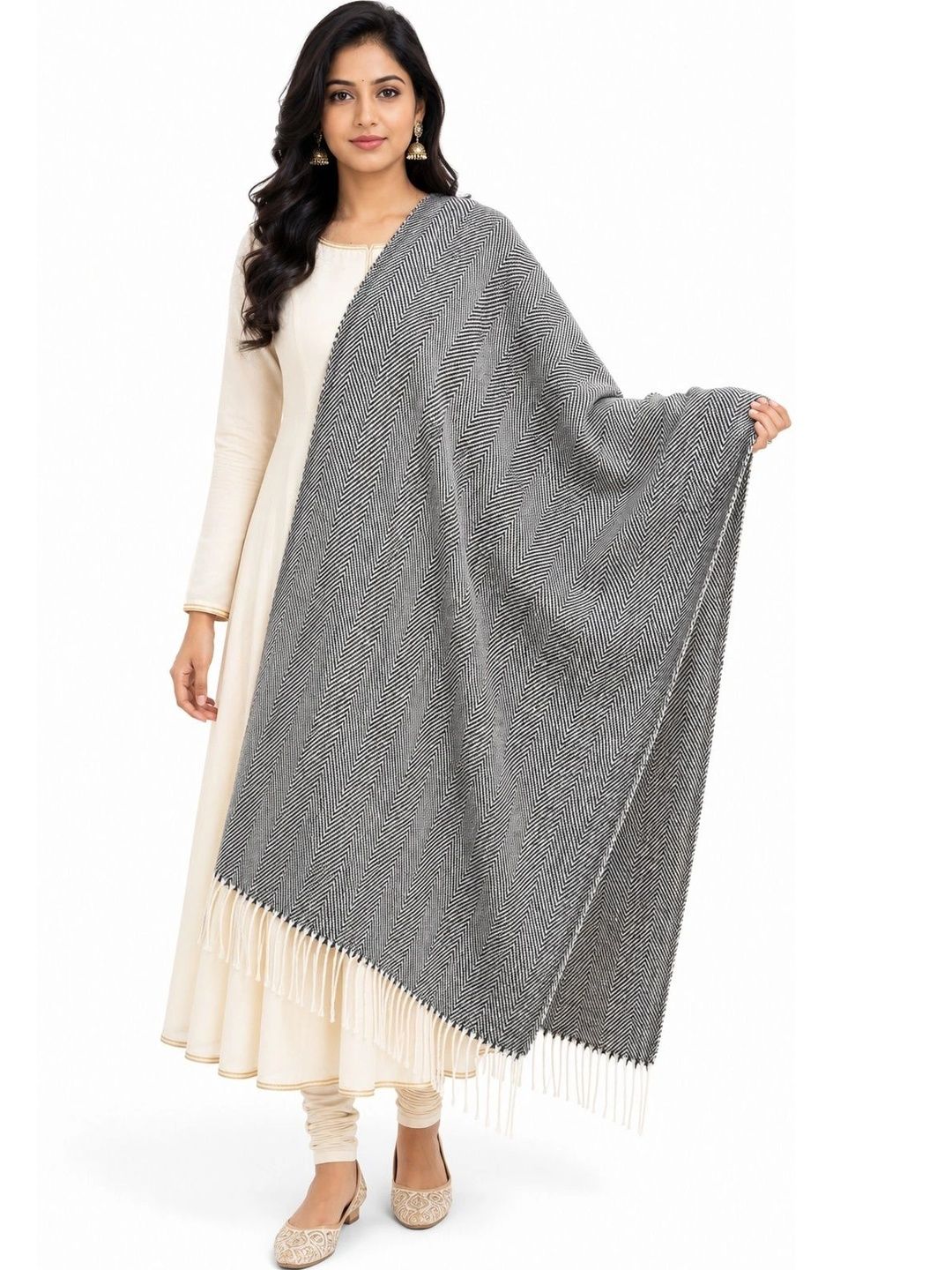 Manra Women Geometric Woven Design Shawl-picture-34