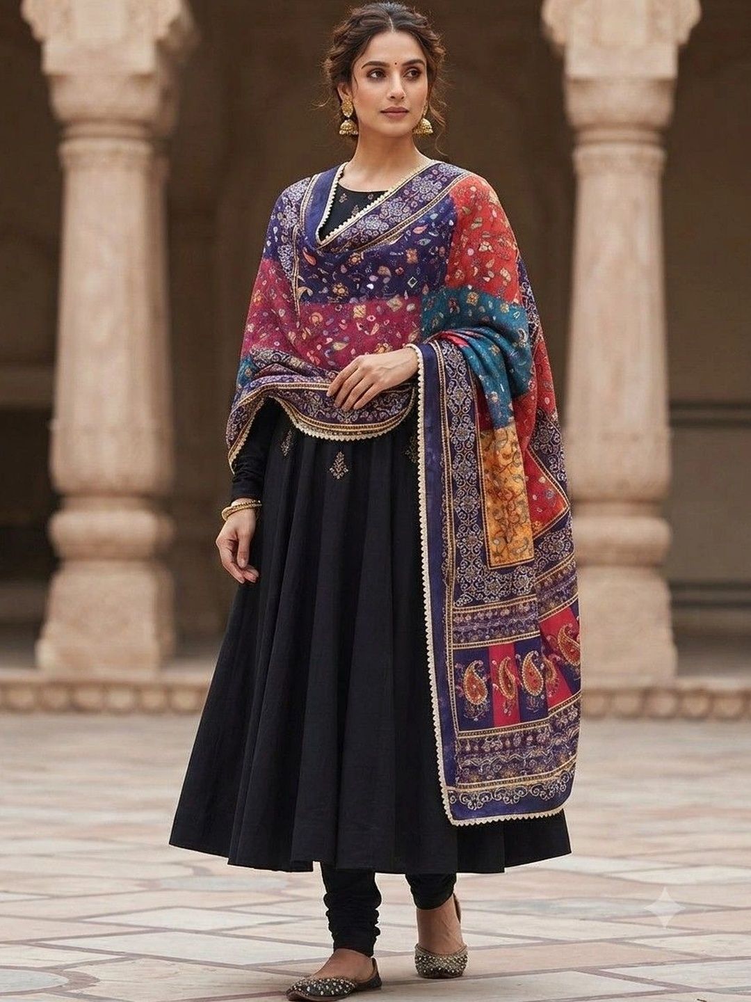 Kinjhit Fashion Printed Dupatta with Mirror Work-picture-12