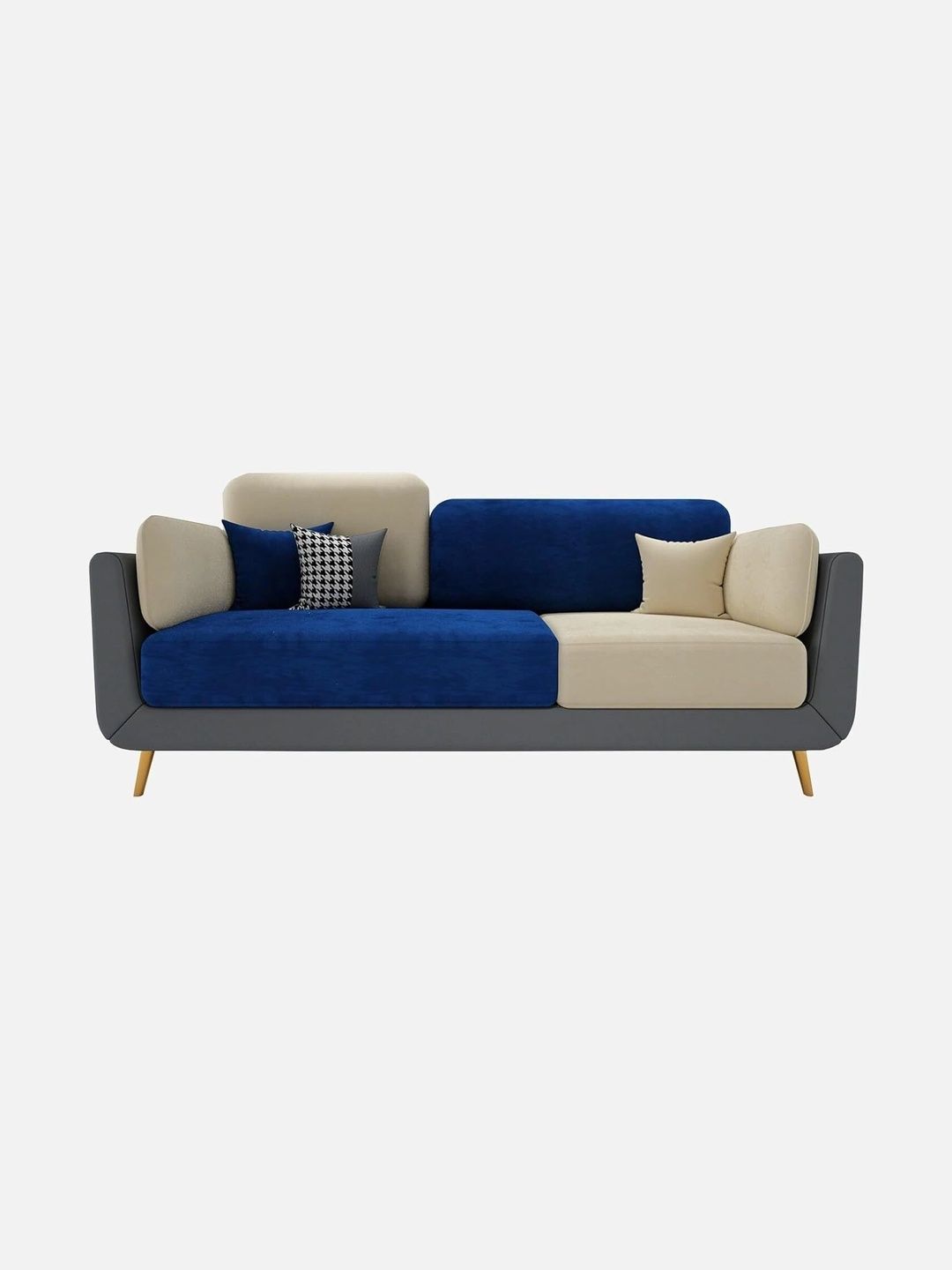 INDIAWOODMART Blue 3 Seater Sofa-picture-37