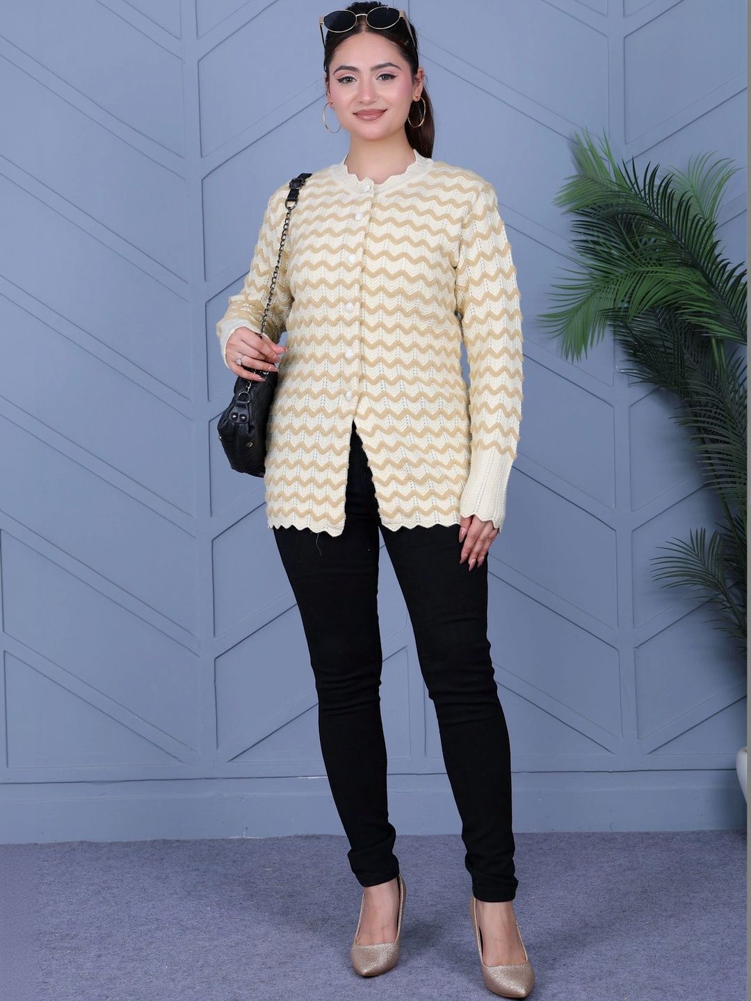 DUTCH DREAM Women Chevron Woollen Cardigan-picture-57