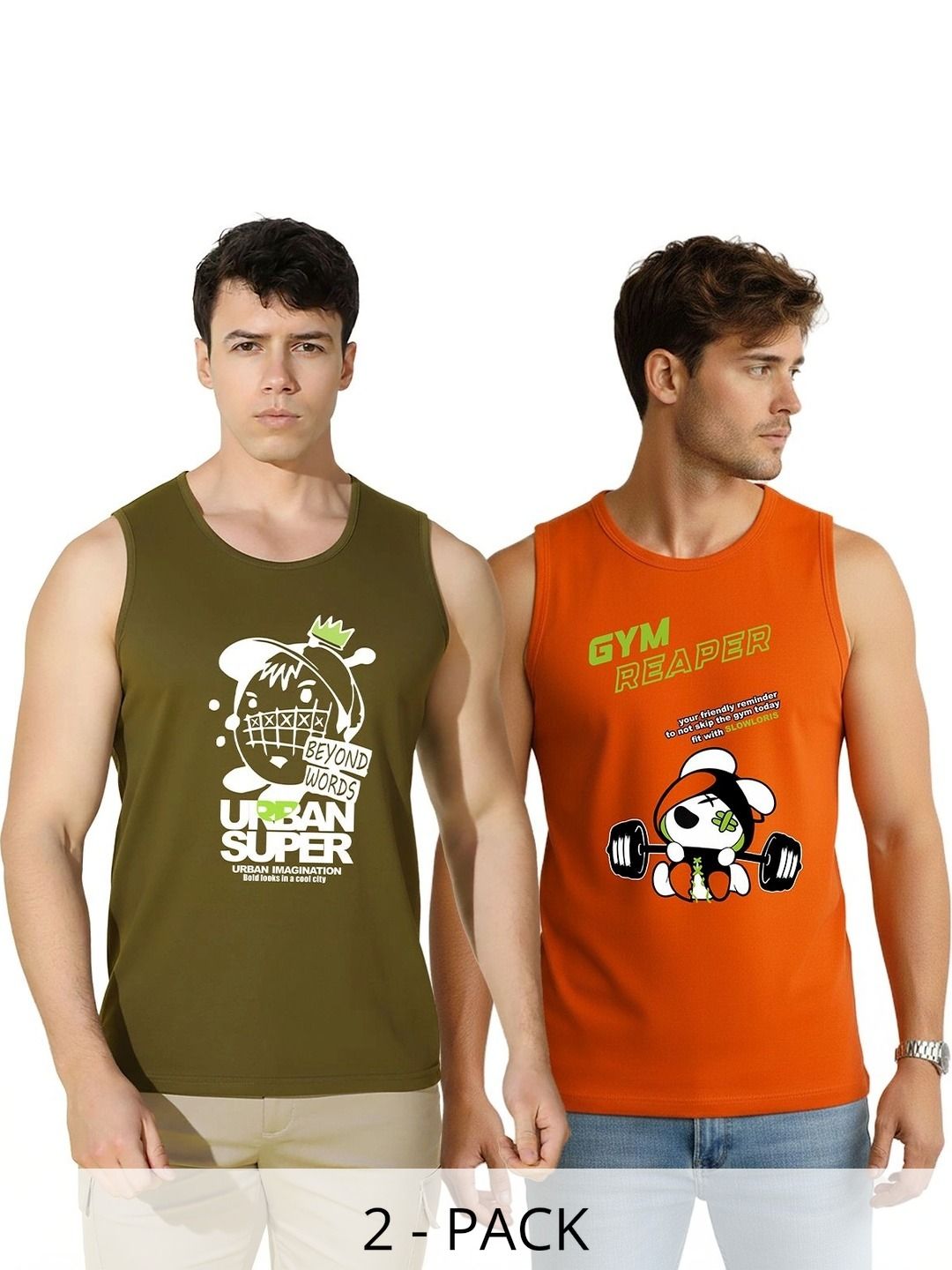 MINISTRY OF FRIENDS Pack of 2 Printed Cotton Gym Vest-picture-55