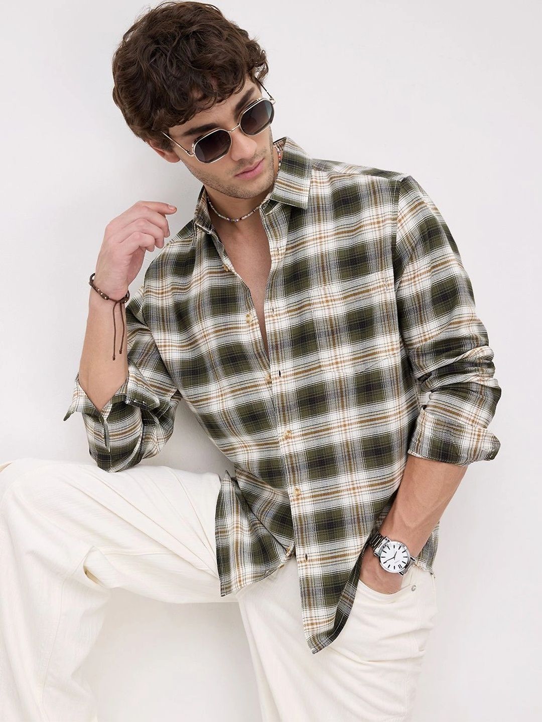 VASTRADO Men Classic Slim Fit Checked Casual Shirt-picture-15