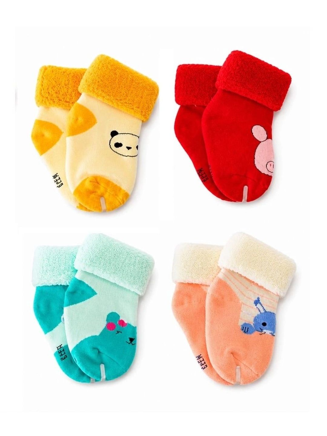 Oxzon Unisex Kids Pack of 4 Assorted Patterned Ankle Length Socks-picture-21