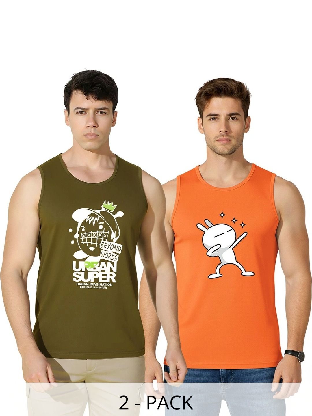 MINISTRY OF FRIENDS Pack of 2 Printed Cotton Gym Vest-picture-57