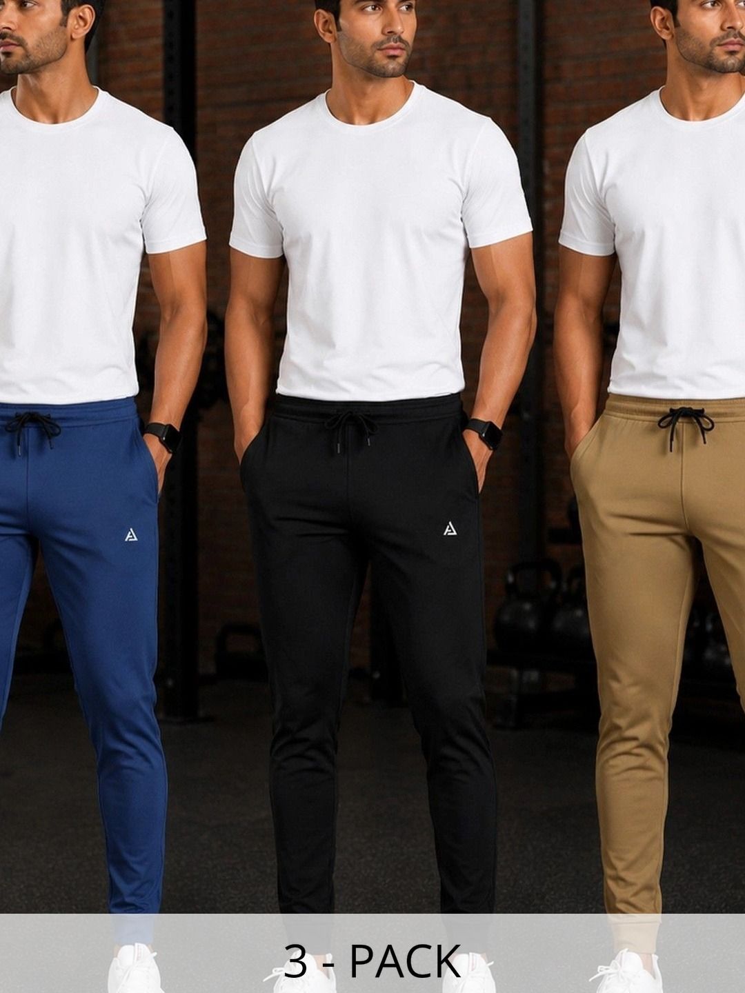 AVOLT Men Pack of 3 Regular Fit Brand Logo Training Joggers-picture-26