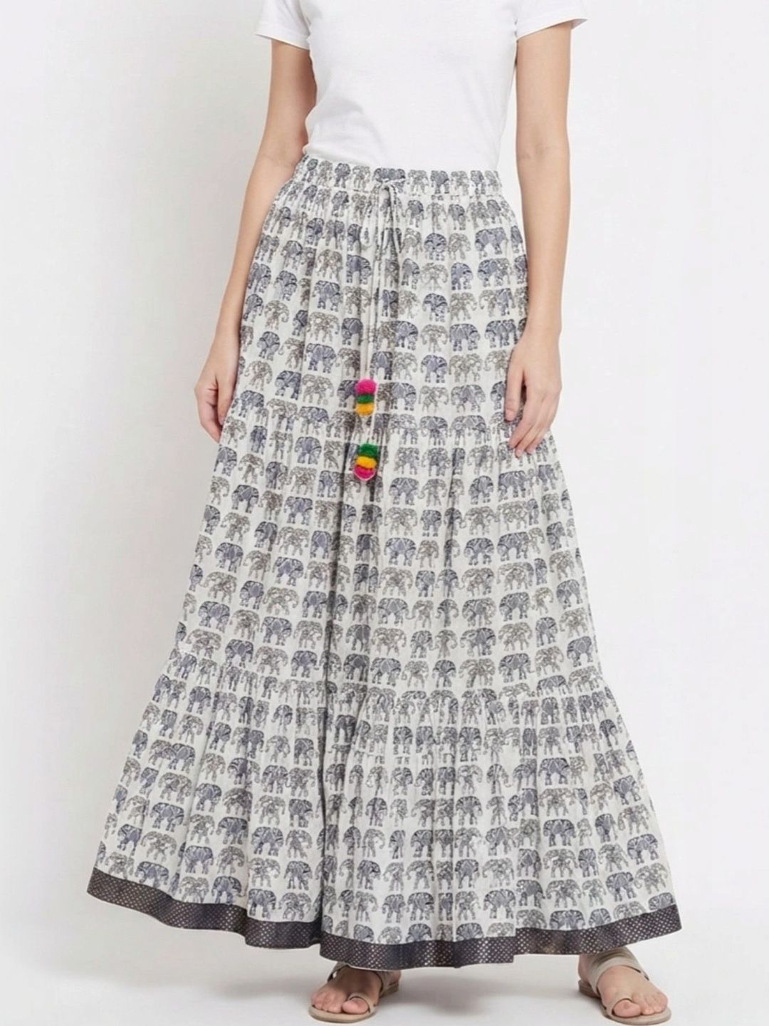 Pallakriti Fabrics Women Pure Cotton Blend Cotton Cambric Maxi Flared Skirt-picture-19