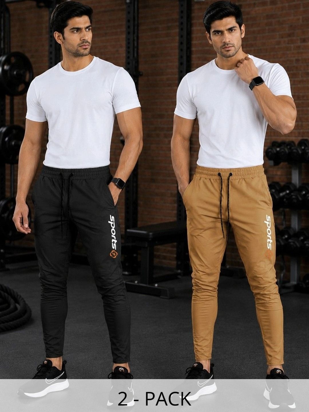 AVOLT Men Pack of 2 Regular Fit Brand Logo Training Joggers-picture-38