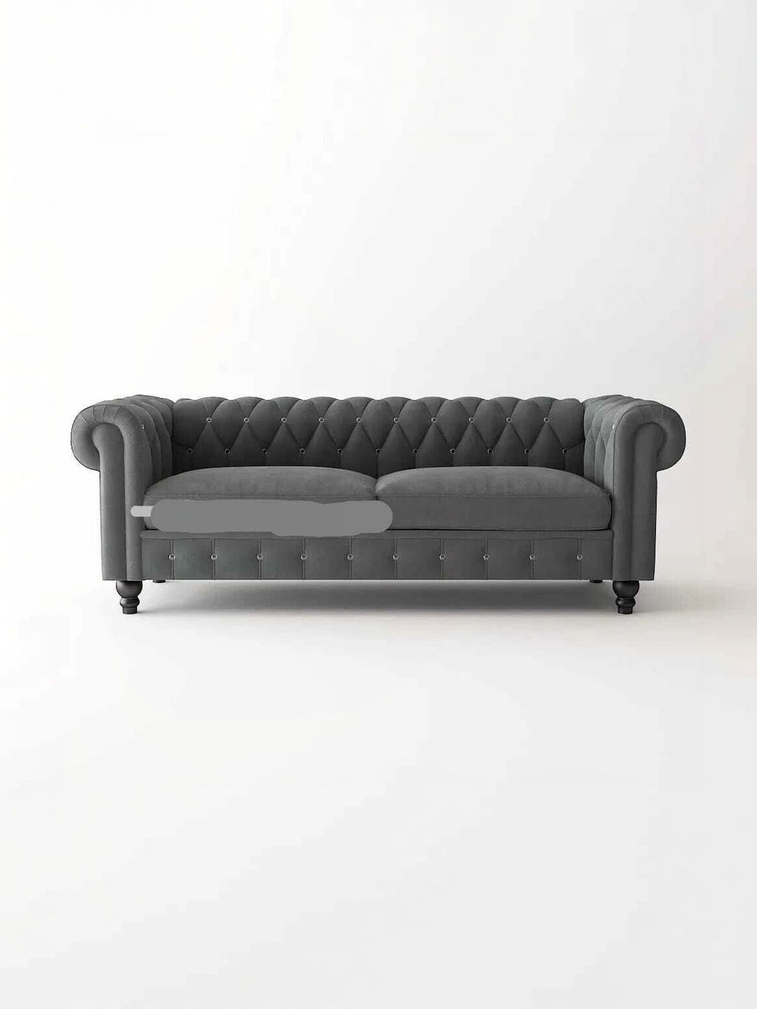 INDIAWOODMART Grey 3-seater Straight Velvet Sofa-picture-12