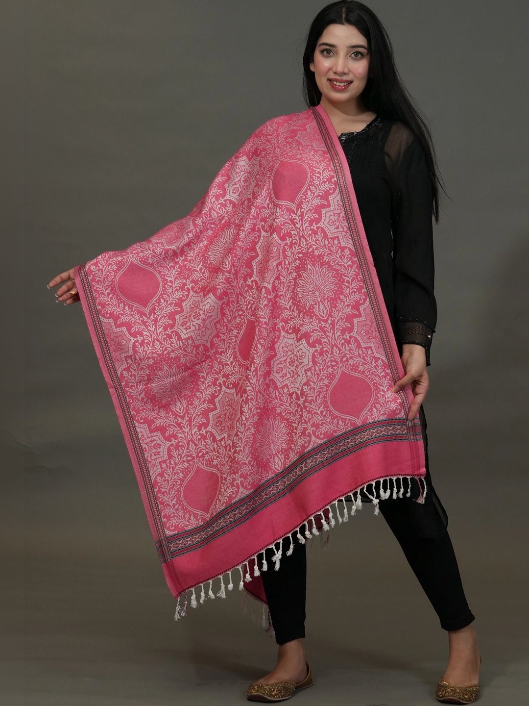 S.T. Women Ethnic Motifs Woven Design Acrylic Shawl-picture-45