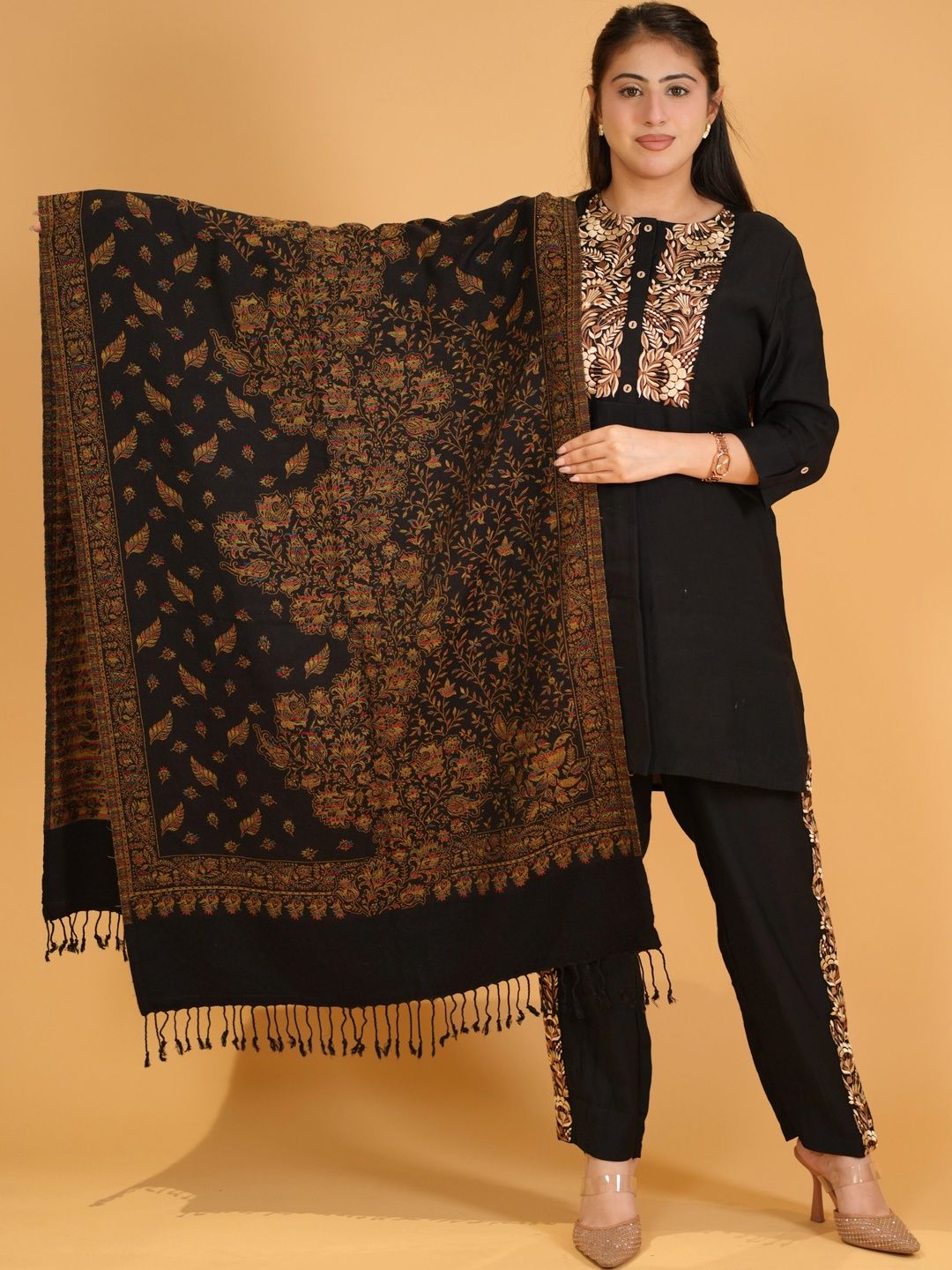 S.T. Women Ethnic Motifs Embroidered Acrylic Shawl-picture-57