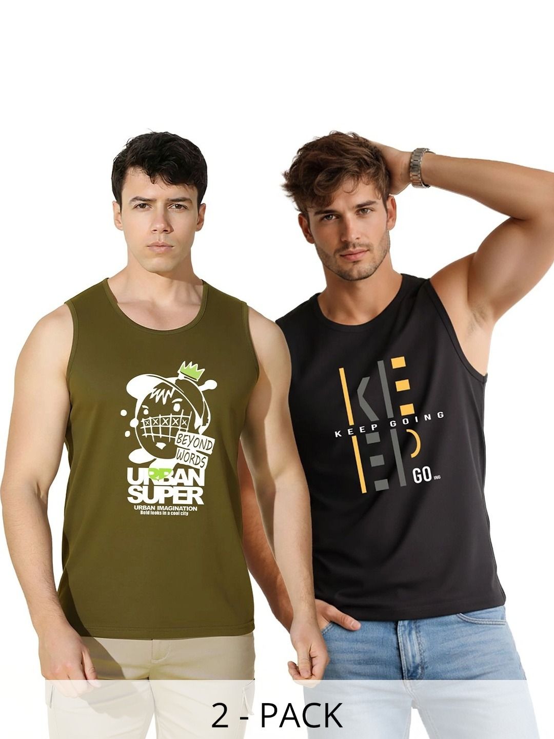 SLOWLORIS Pack of 2 Printed Cotton Tank-picture-25