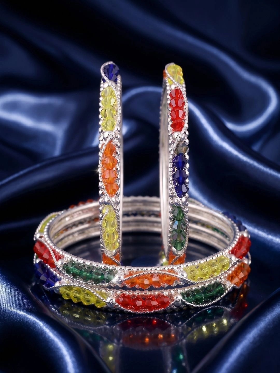 Anouk Set of 4 Silver-Plated Beaded Bangles-picture-25