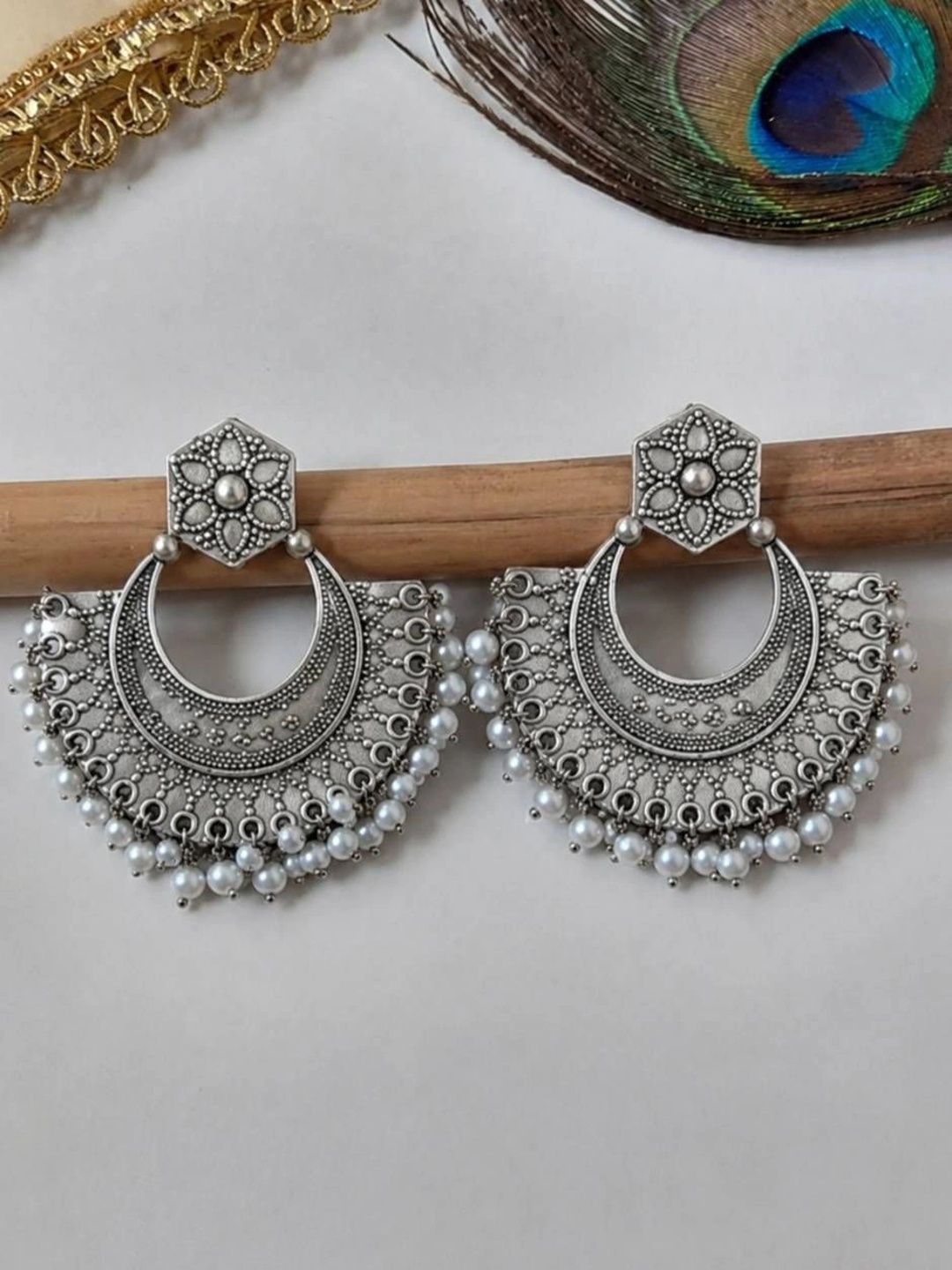 THE GLAM POUCH Crescent Shaped Chandbalis Earrings-picture-23