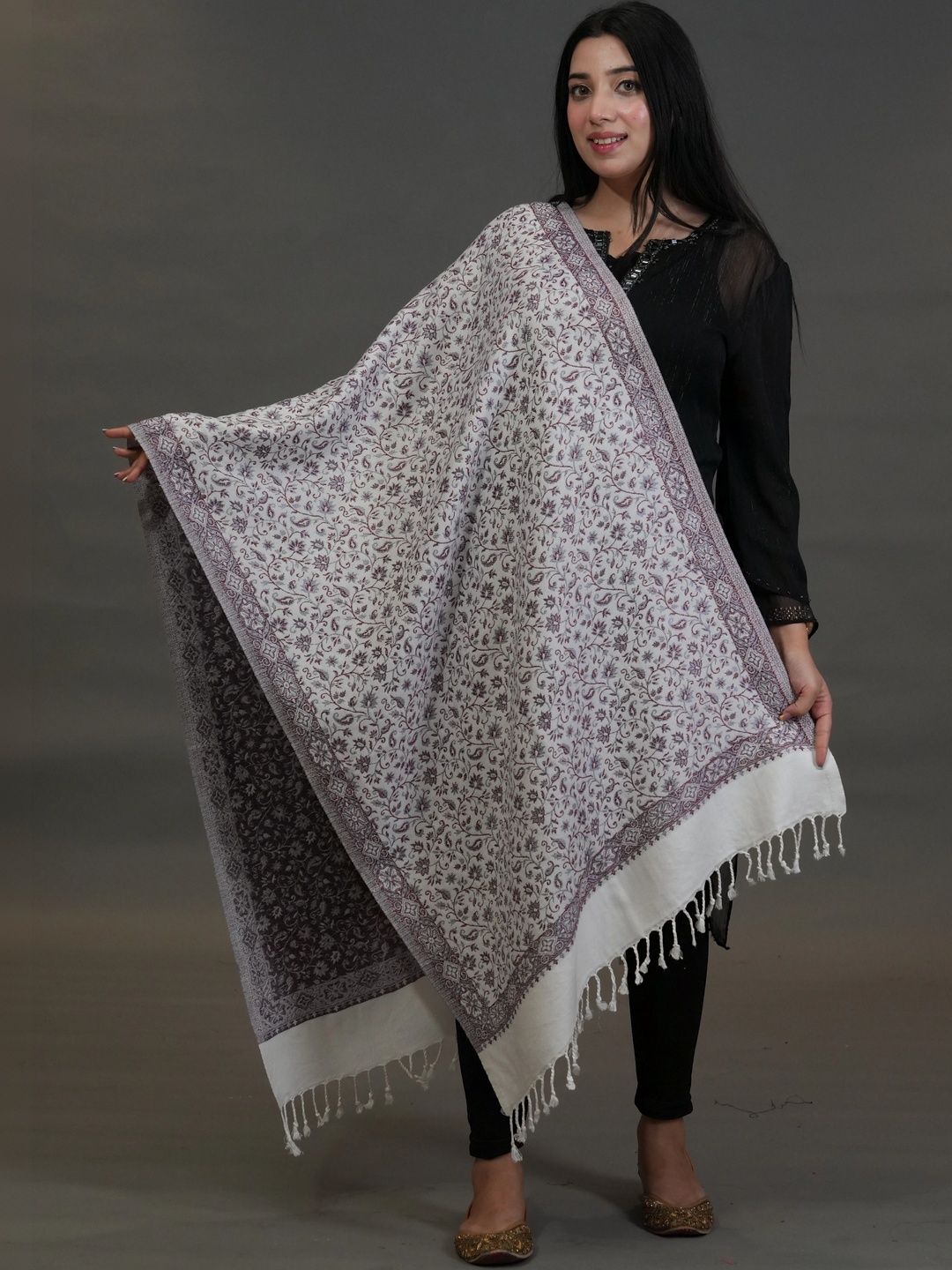 S.T. Women Ethnic Motifs Woven Design Acrylic Shawl-picture-57