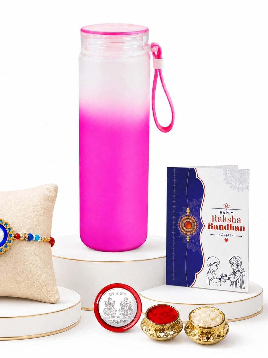 Myntra Elegant Homes Rakhi With Greeting Card Water Bottle Silver Coin & Roli Chawal-picture-13