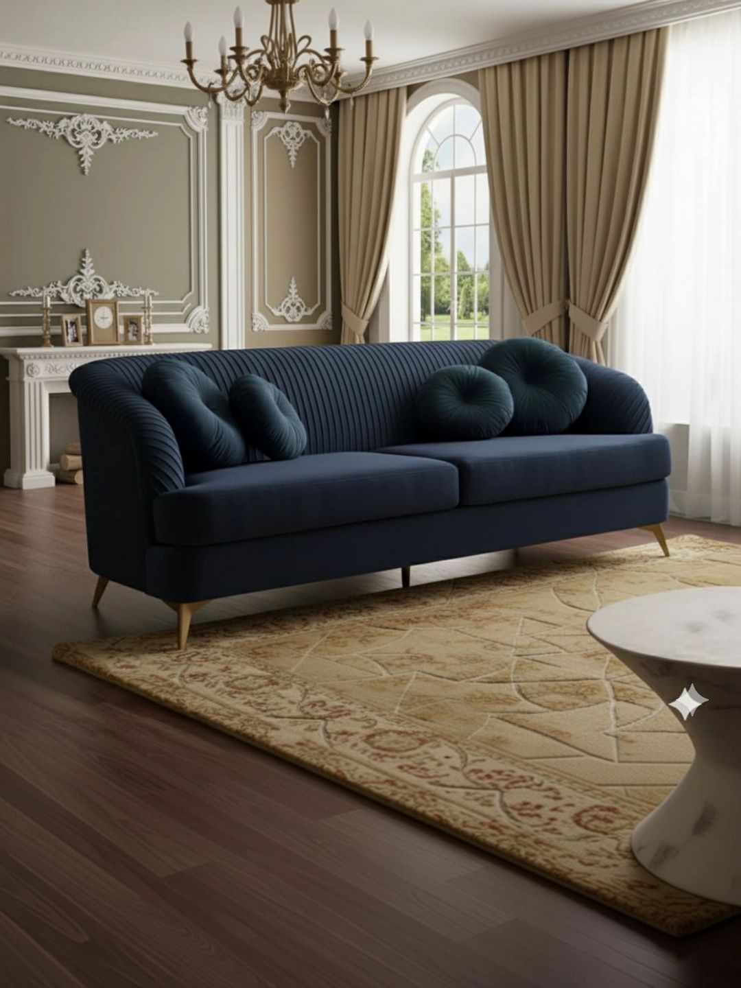 Soul craft Blue 3 Seater Sofa-picture-35