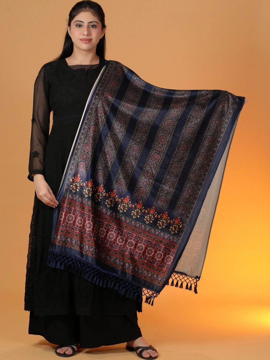 S.T. Women Ethnic Motifs Printed Acrylic Shawl-picture-54