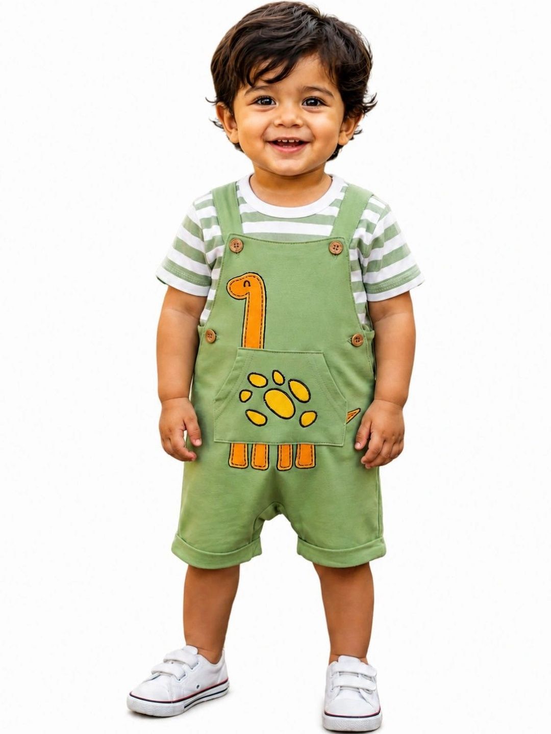 KIDNIP Boys Printed Graphic Slim Fit Short Dungarees-picture-53