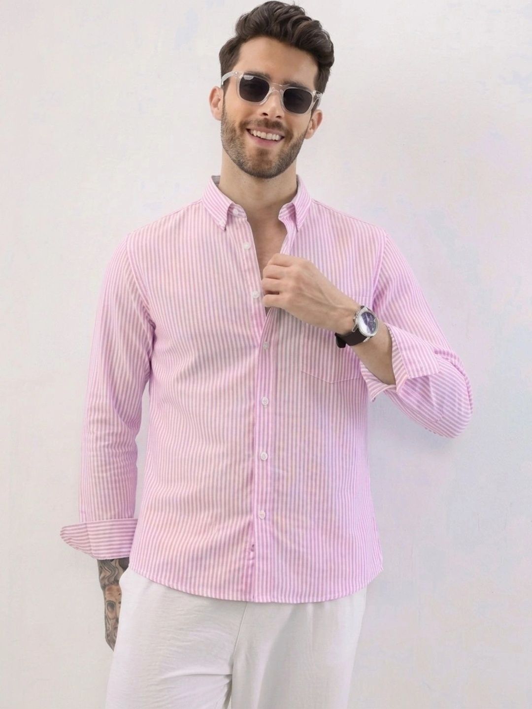 HENSHIKA Men Standard Striped Casual Shirt-picture-16