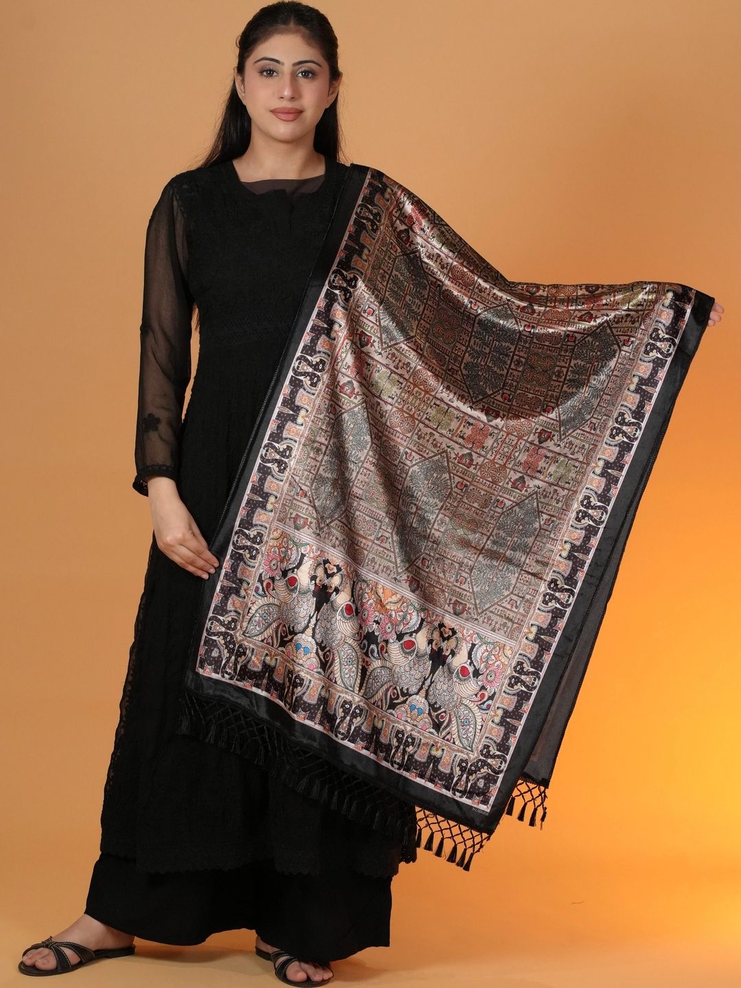 S.T. Women Ethnic Motifs Printed Acrylic Shawl-picture-54