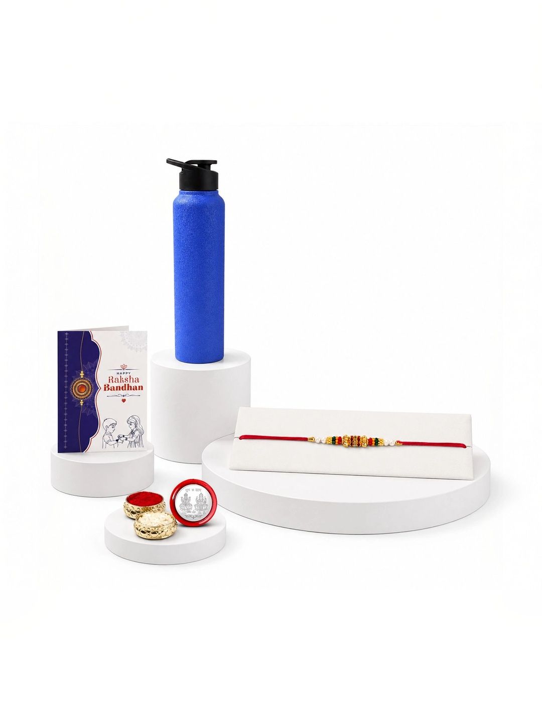 Myntra Elegant Homes Rakhi With Greeting Card Water Bottle Silver Coin & Roli Chawal-picture-40