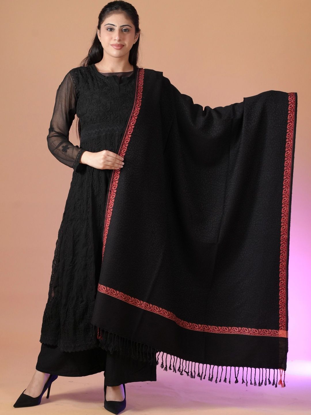 S.T. Women Ethnic Motifs Woven Design Acrylic Shawl-picture-40