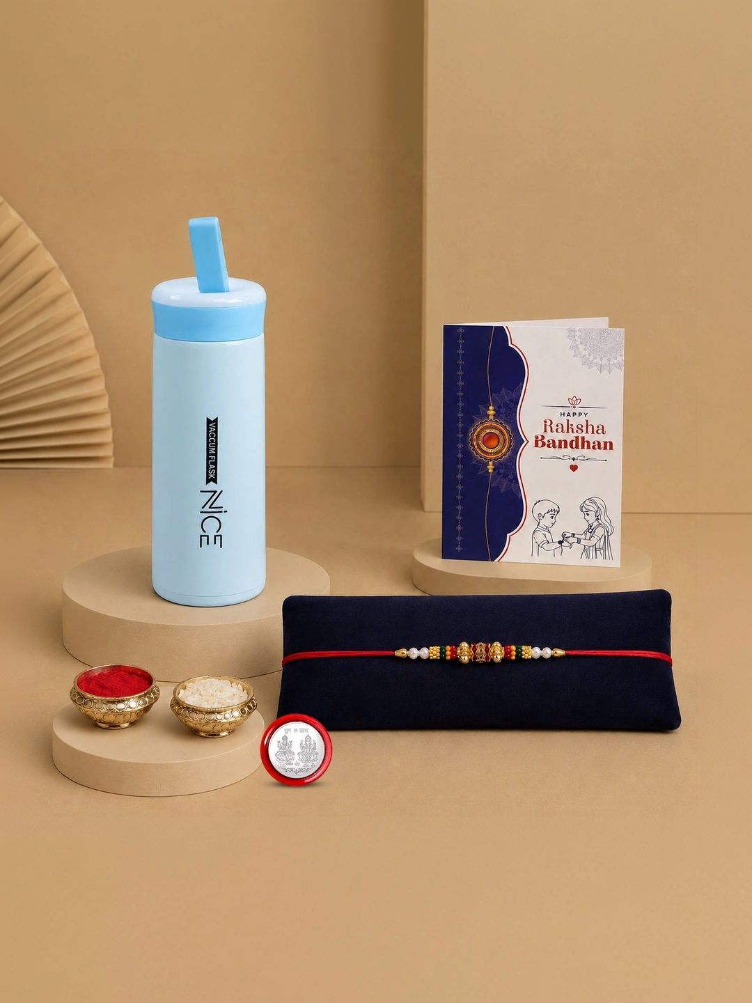Myntra Elegant Homes Rakhi With Greeting Card Water Bottle Silver Coin & Roli Chawal-picture-29