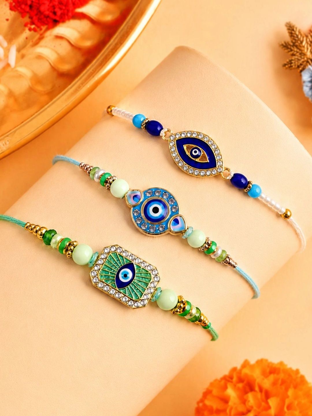 Myntra Elegant Homes Set Of 7 Rakhi Gift Set With Silver Coin, Greeting Card & Roli Chawal-picture-12