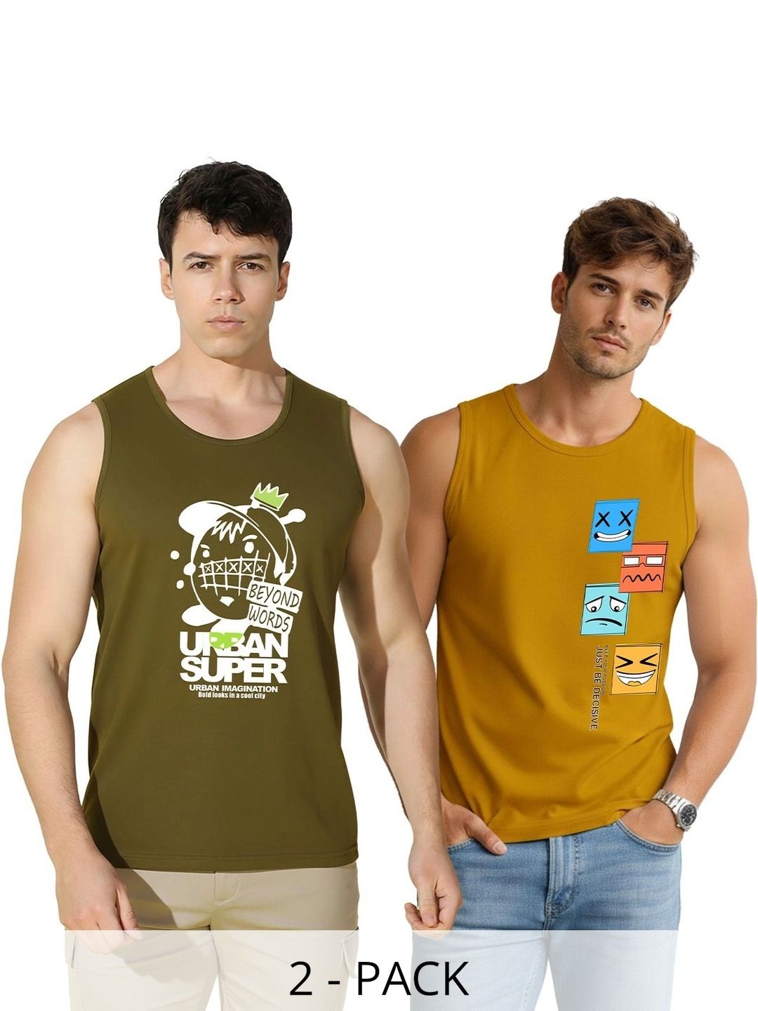 MINISTRY OF FRIENDS Pack of 2 Printed Cotton Tank-picture-44