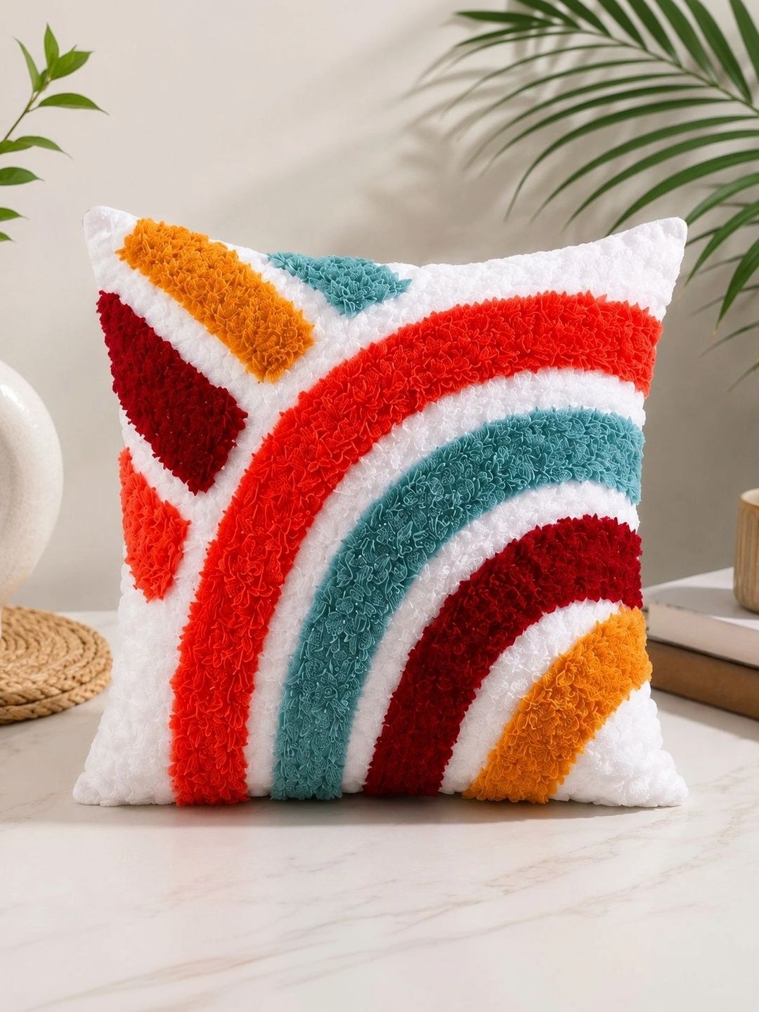 Sawariya Seth Decor Multicoloured Abstract Square Cushion Covers-image-25