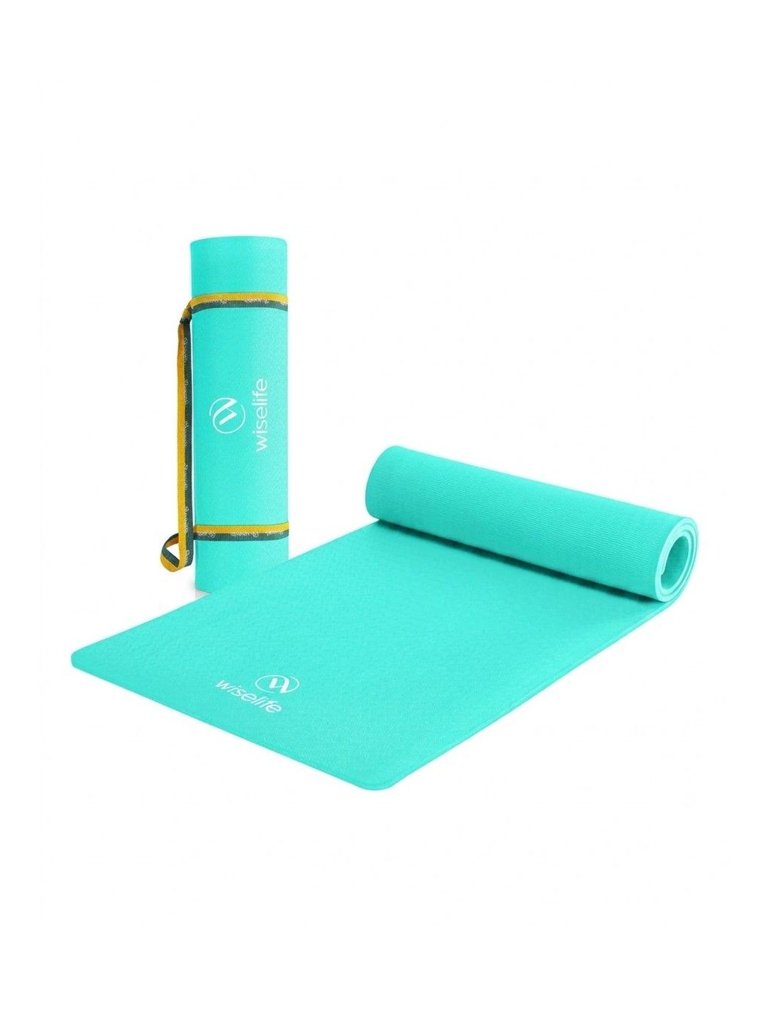 WiseLife Teal Blue & White Printed Rectangular Anti Skid Yoga Mat &