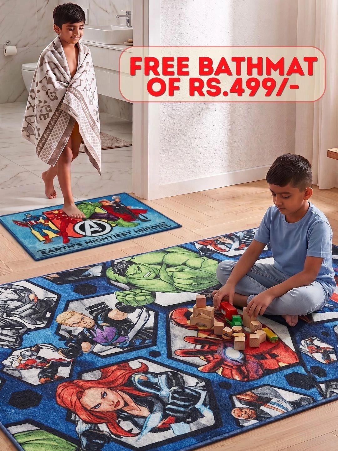 Athom Living Multicoloured Cartoon Characters Anti-Skid Nylon Carpet-picture-3