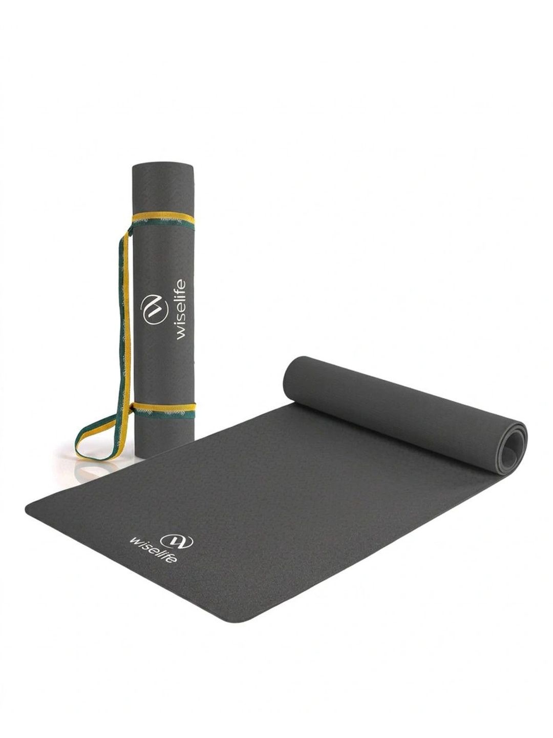 WiseLife Black Rectangular Anti-Skid Yoga Mat With Sleek Strap