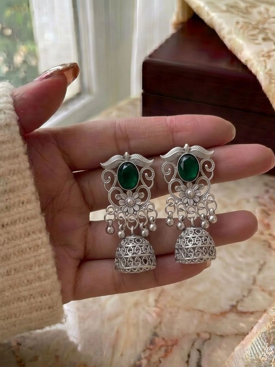 Brado Jewellery Women Floral Jhumkas Earrings-picture-13