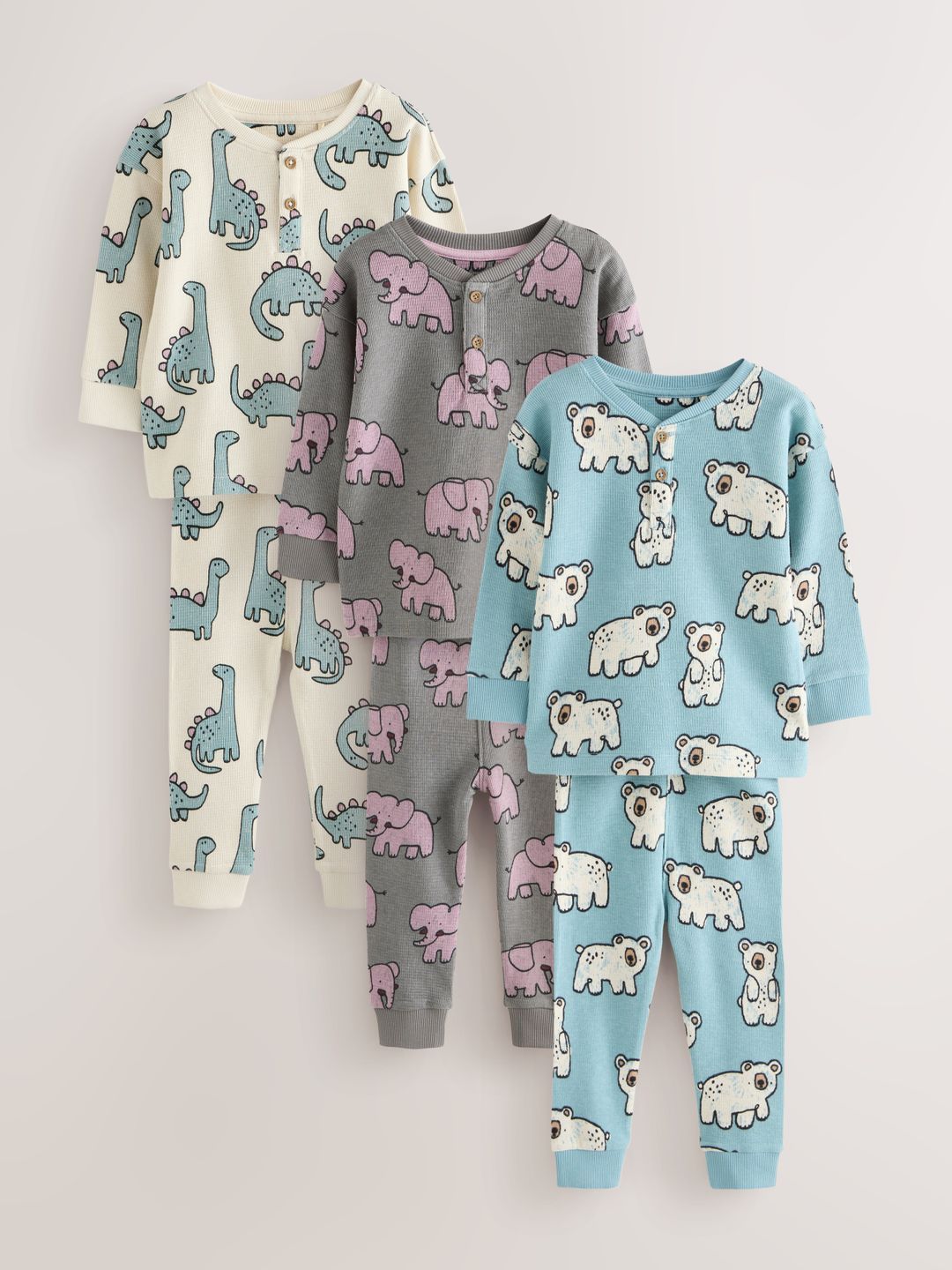 NEXT Boys Pack Of 3 Animal Graphic Printed Pure Cotton Night suit-picture-56