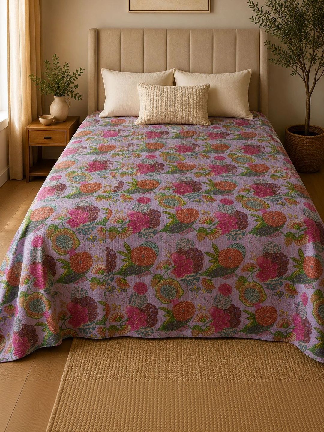 HANDICRAFT PALACE Unisex Pink Cotton Bed Covers-picture-13