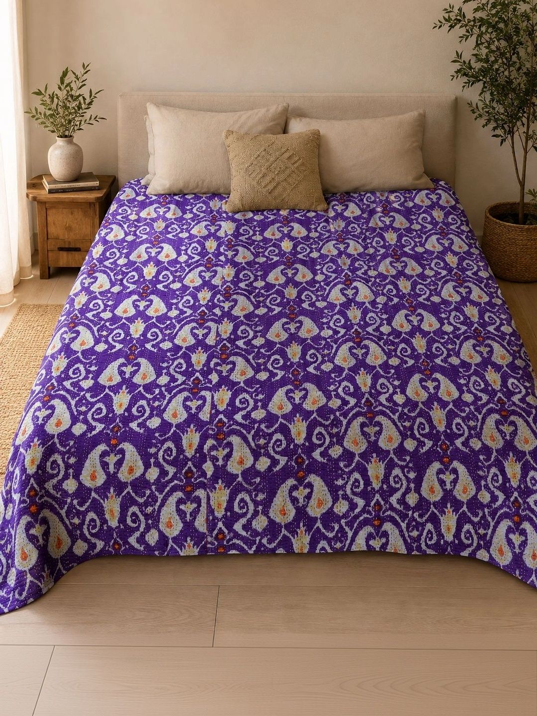 HANDICRAFT PALACE Purple Ethnic Motifs Cotton Single Bed Covers-picture-32