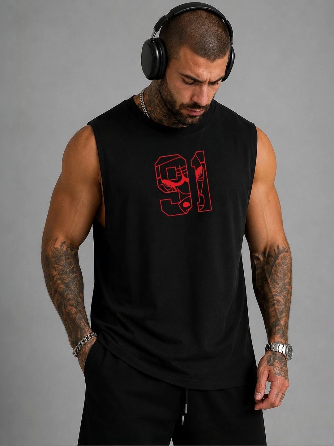 Moda Rapido Printed Cotton Blend Gym Vest