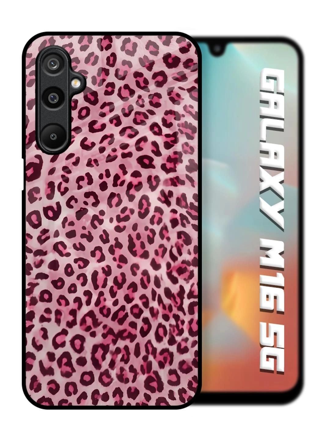 QRIOH Pink Leopard Print Glass Mobile Backcase for Samsung Galaxy M16 5G-picture-45