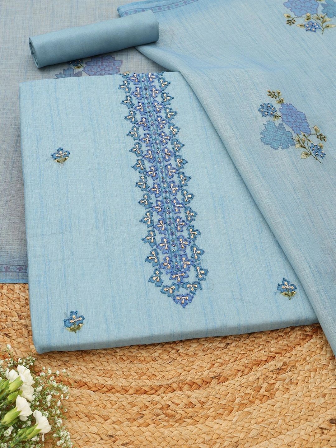 Soch Printed Linen Unstitched Dress Material-picture-35
